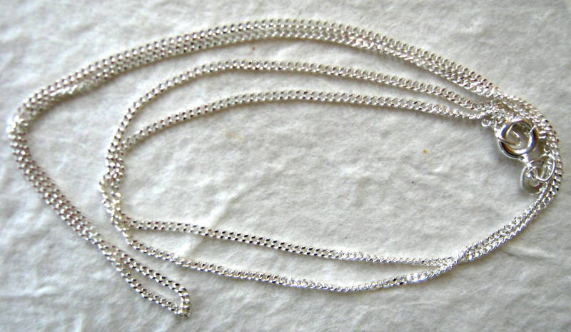 20″ Fancy Box Chain Sterling Silver Necklace – New with Spring Ring Clasp