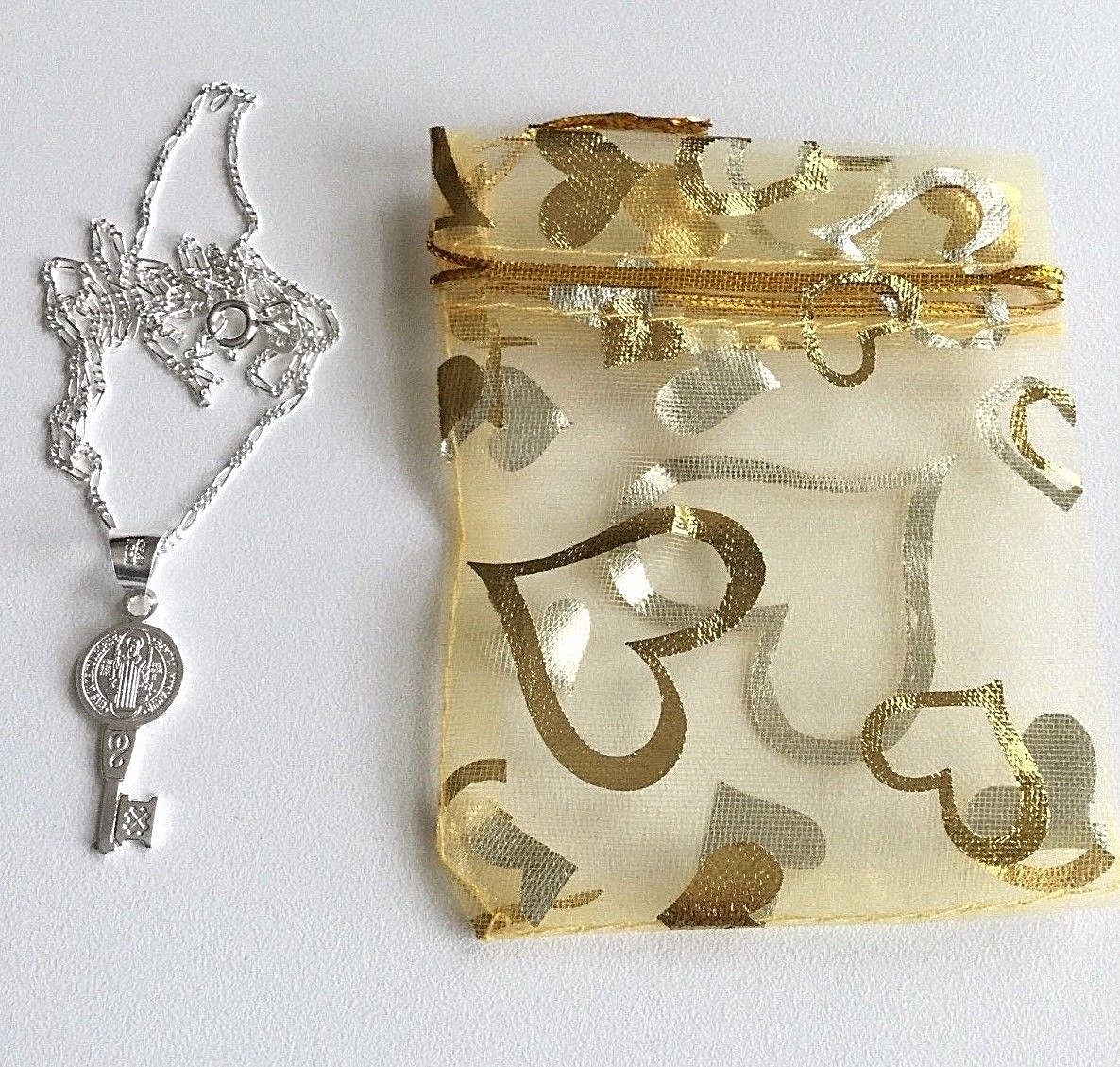 STERLING SILVER SAINT BENEDICT KEY 18″/CADENA DE SAN BENITO LLAVE 18″ – 32x11mm