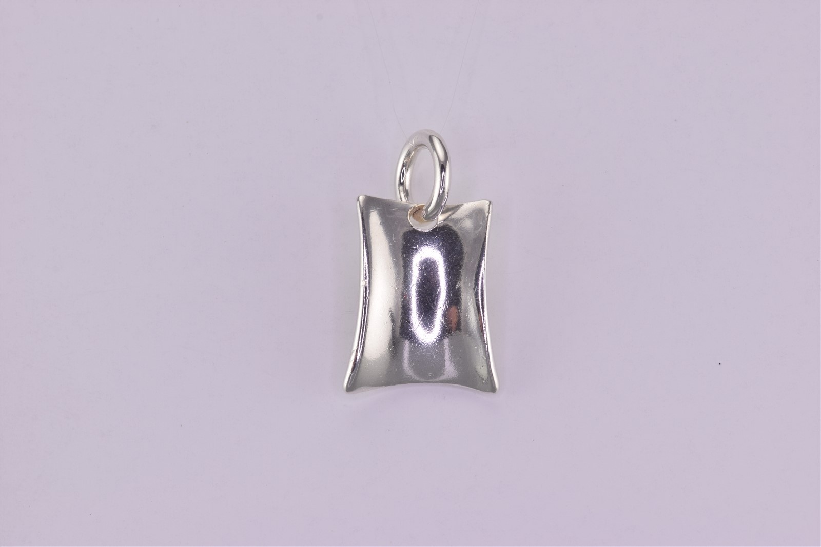 Sterling Silver 20mm x 16mm Polished Concaved Modernist Rectangle 925 Pendant