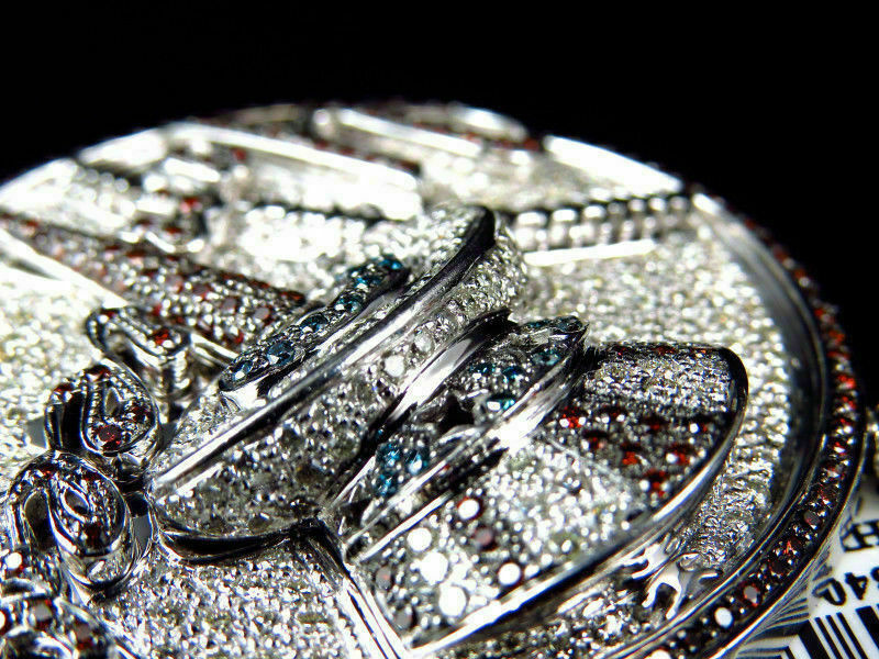 10K White Gold Over New York Yankees MLB Baseball Diamond Pendant 6.38 ct