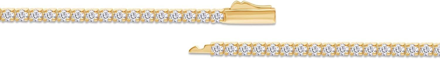 6.30 Ct 2MM Width Tennis Chain Necklace Lab Created Moissanite Sterling Silver