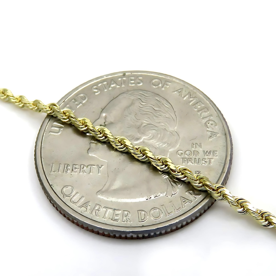 10K Solid Yellow Gold Necklace Gold Rope Chain 16″ 18″ 20″ 22″ 24″ 26″ 28″ 30″