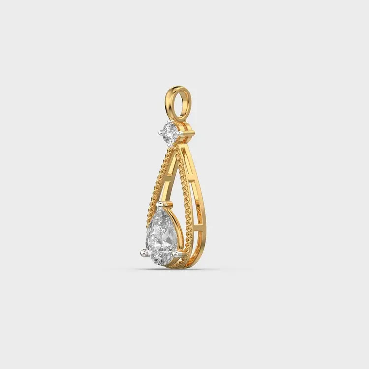 2.00 Ct Rope Teardrop Pear Diamond Pendant (Without Chain) 14k gold plated