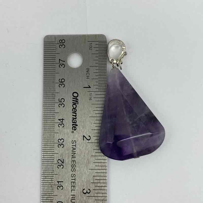 Deb Gayer Sterling Silver 925 Amethyst Faceted Shield Wedge Pendant 2.25″