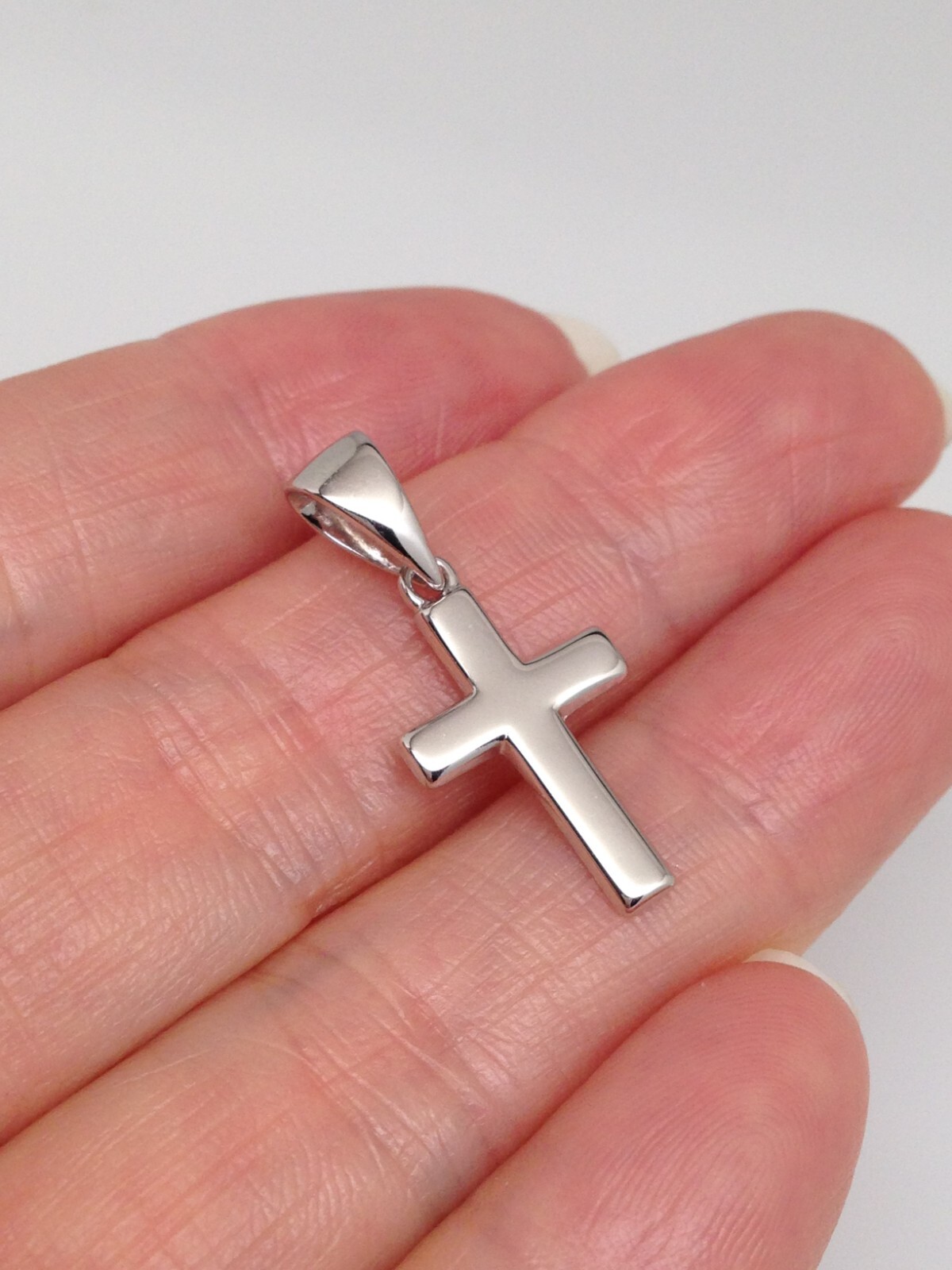 925 Sterling Silver Small Plain Cross Pendant Men Women 16.5mm(0.65″) /26mm