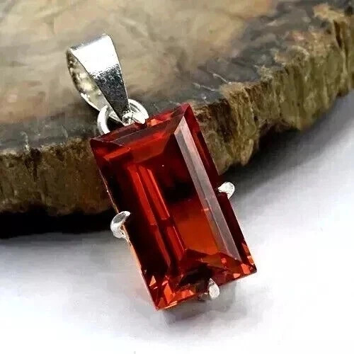 30 Ct Natural Orange Sapphire Certified Loose Gemstone 925 Solid Silver Pendant