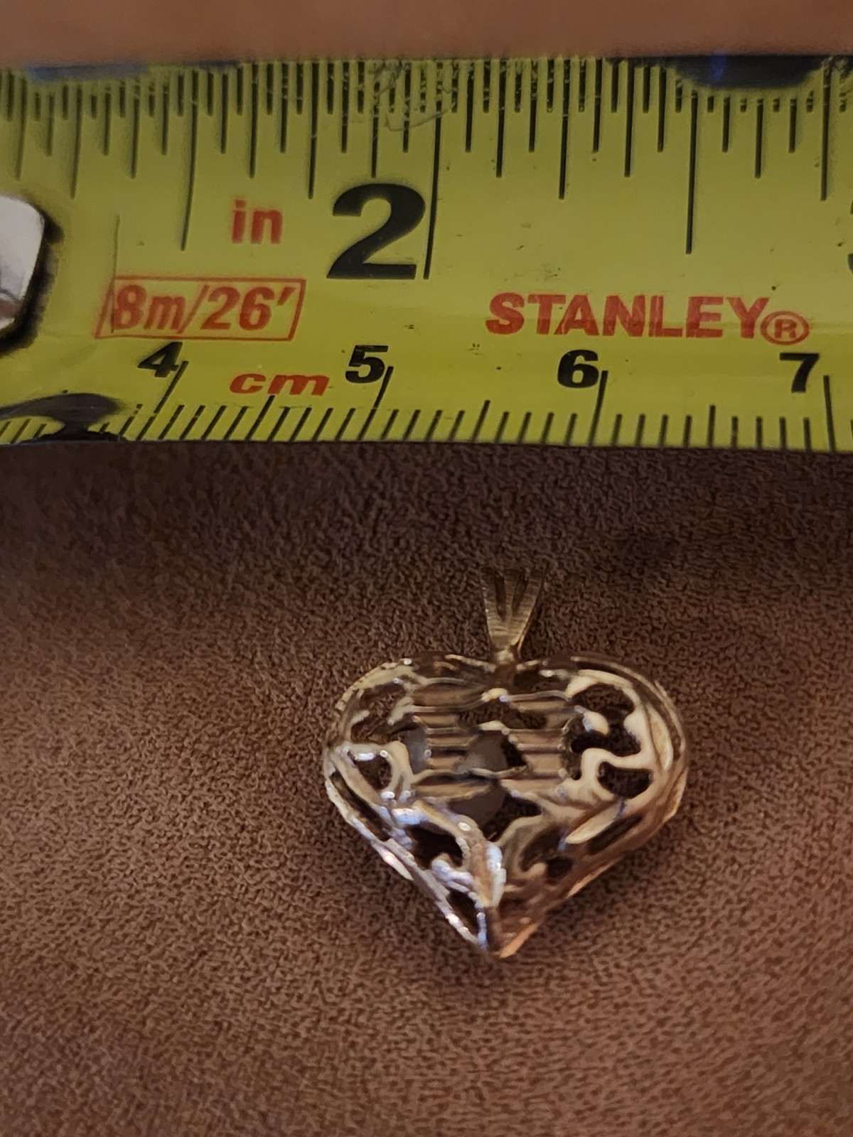 14k Yellow Gold Cage Heart Pendant W/Pearl Inside Signed