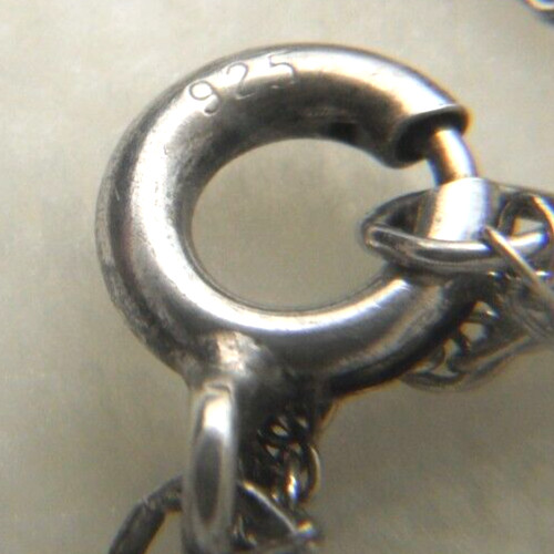 925 Heart 1 Diamond 925 19″ Singapore Chain Spring Ring Clasp 2.32g
