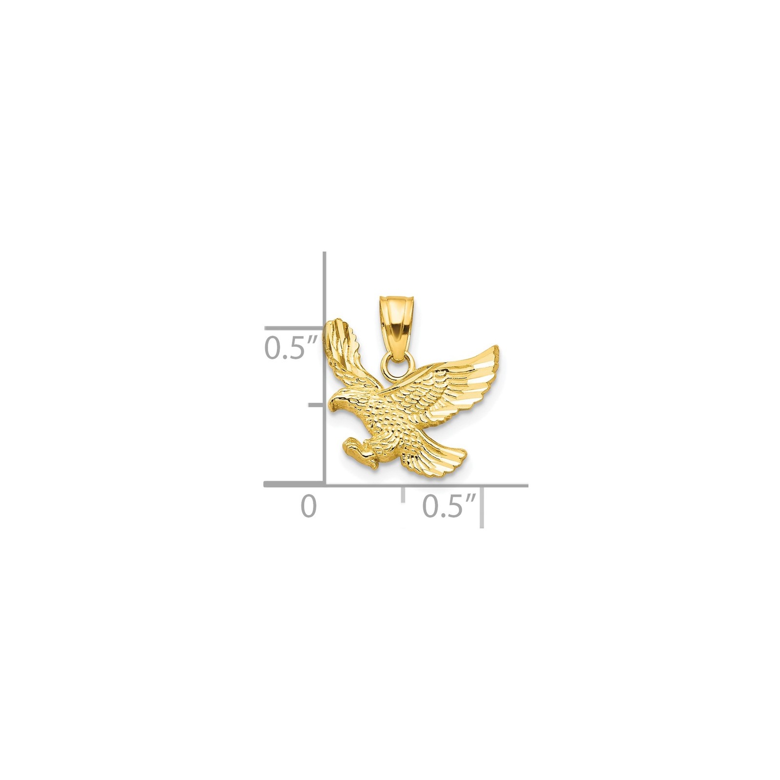 10k Yellow Gold Eagle Pendant Outstretched Wings Military Patriotic Necklace Cha