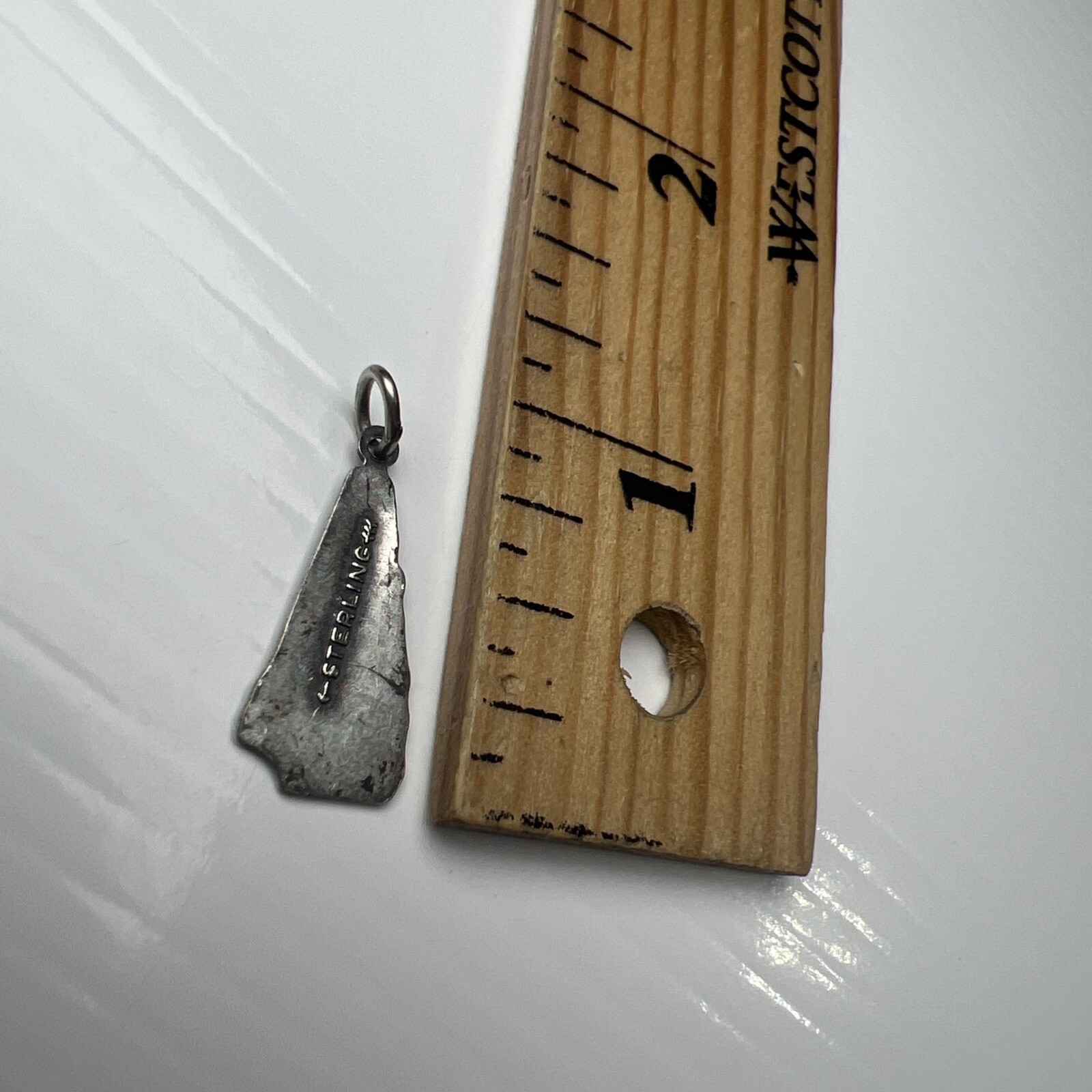 925 Sterling Silver Retro Charm Pendant New Hampshire USA Hampton Beach Old Man