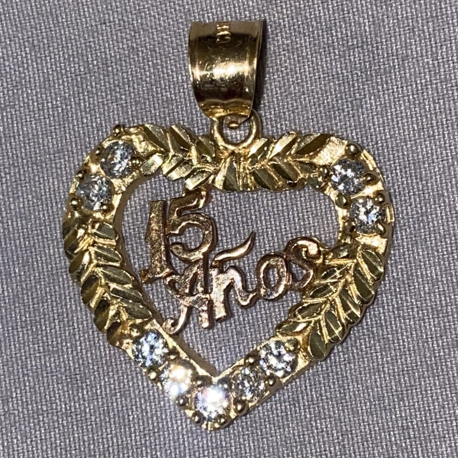 14K Gold & Rose Gold 15 Birthday Heart Pendant Quinceañera