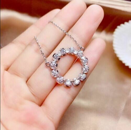1.50Ct Lab Created Diamond Circle Pendant 14K White Gold Over 18″ Free Chain
