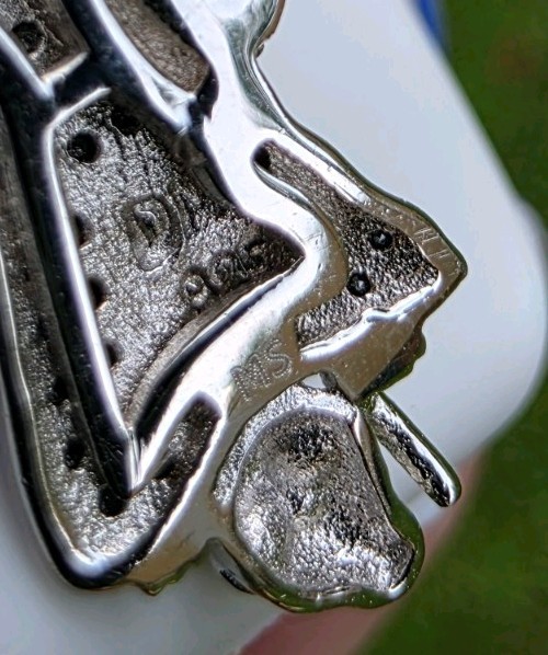 Sterling Silver 925 Signed Black Moissanite Grim Reaper Pendant 1.00 ctw