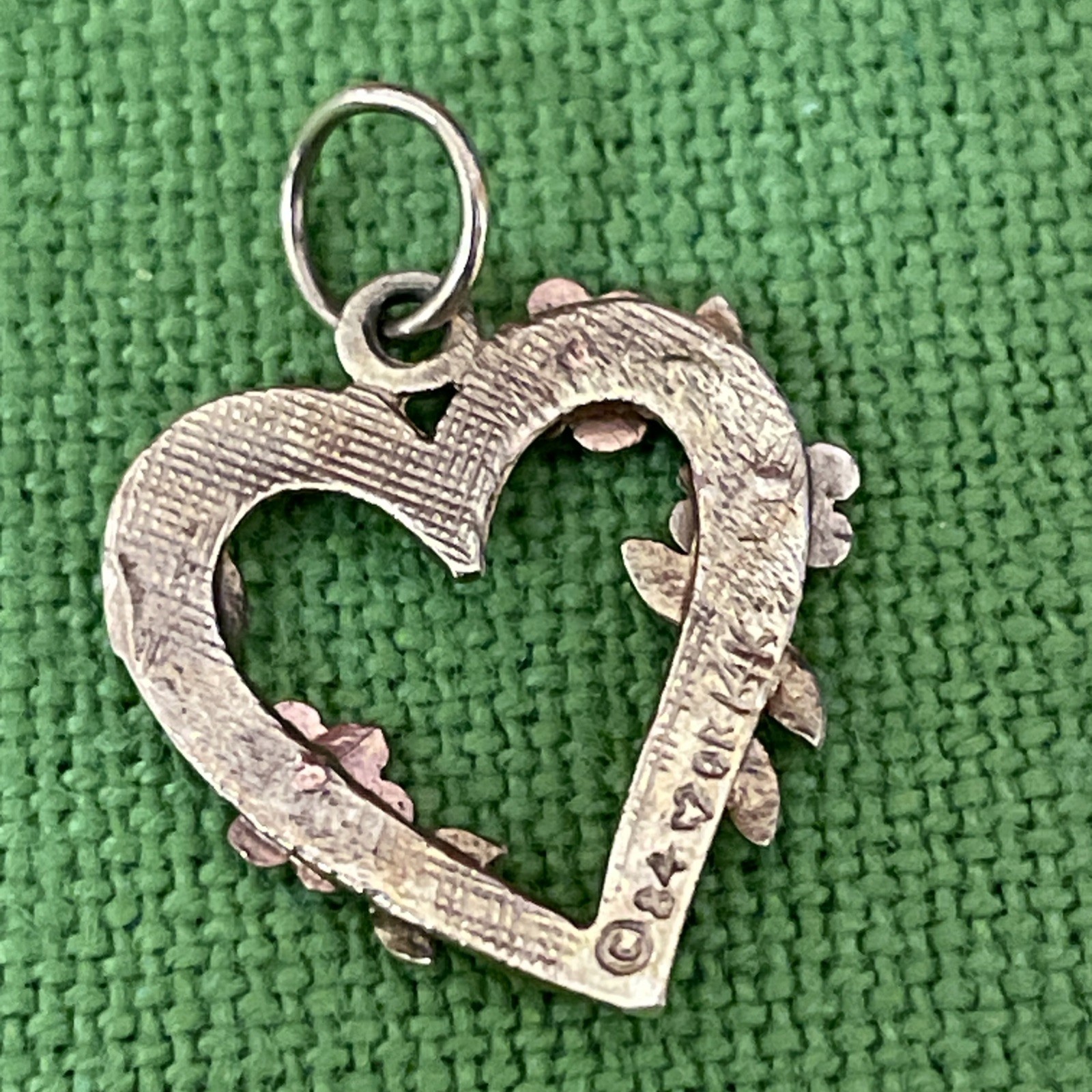 Solid 14K Yellow Rose White Gold Heart Love Flower Pendant