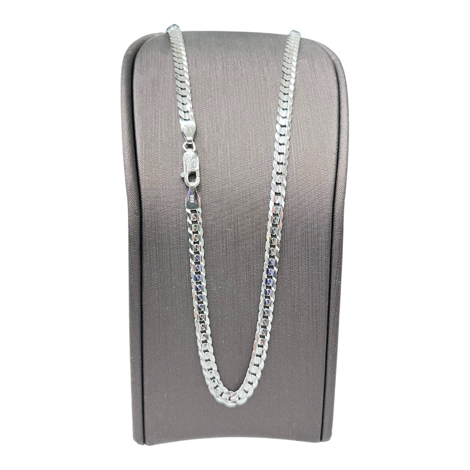 9ct 9k White Gold Italian Curb Cuban Link Chain Necklace 9.30 Grams 55.5cm. New
