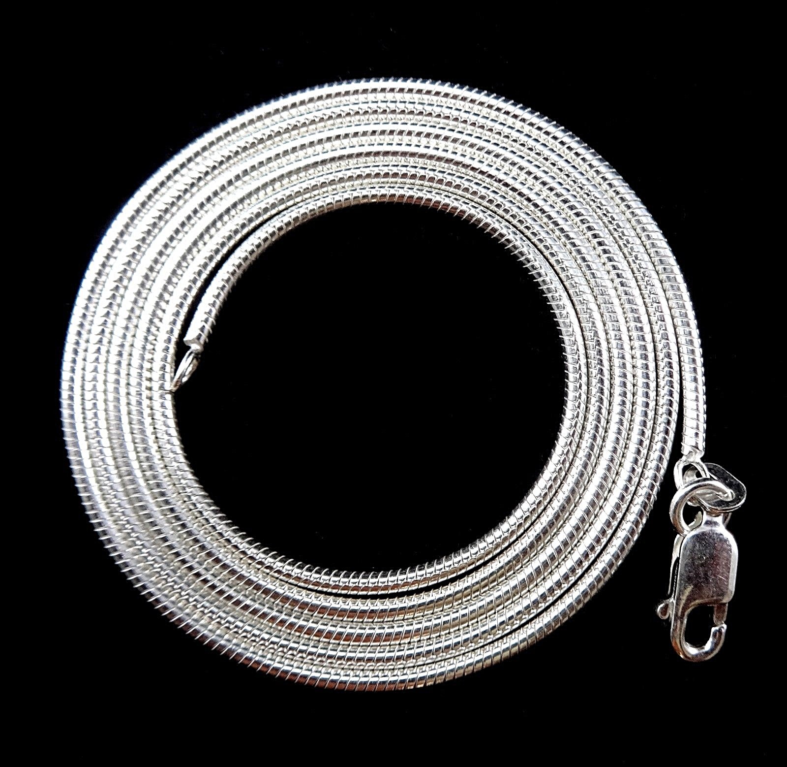 1.5MM Solid 925 Sterling Silver Italian ROUND SNAKE Chain Necklace Made In Italy