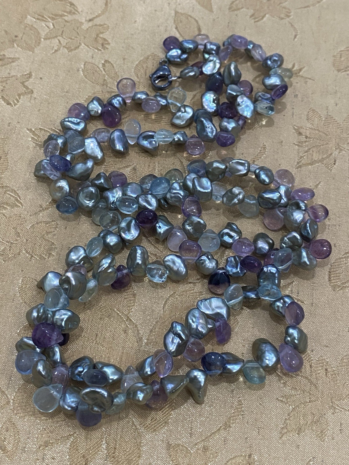 Designer Signed Honora Pearl Multi Stone 925 Sterling Silver Necklace Size 36”
