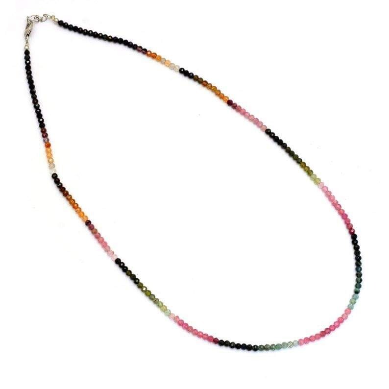 Multi Tourmaline gemstone 925 sterling silver necklace + bracelet jewelry bg44