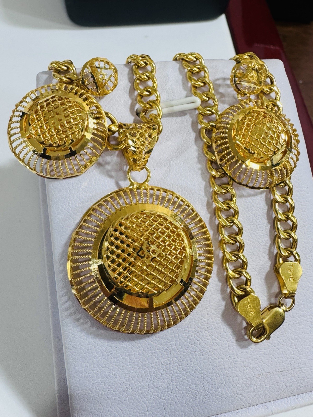 22K 916 Real Gold 18”/18.5” long Round Earring Set Necklace 21.24g 5.5mm WOMENS