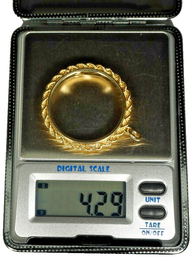 4.3 gm 30.28 mm 14k Gold Coin Bezel Pendant Fits 1oz Canadian Elizabeth II 4 Tab