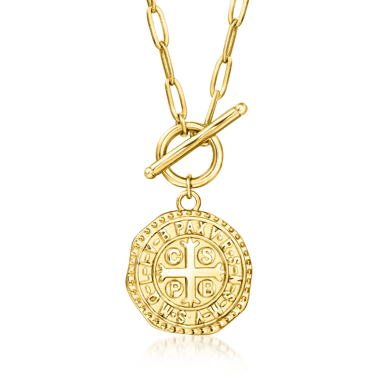 18k Gold Plate Replica Etruscan Paper Clip Link Toggle Ncklc 20 inches