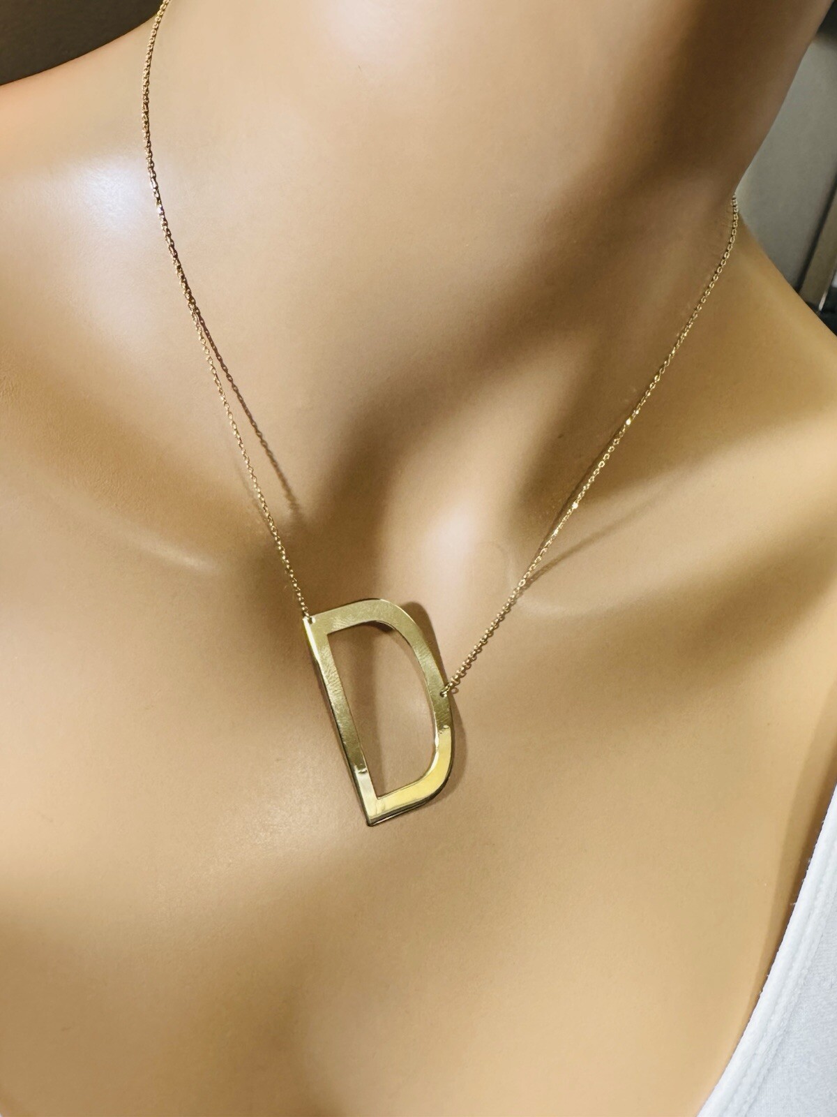 RARE 18K 750 Gold Letter D initial Necklace 16.5/17.5” Long 1mm 4.4g