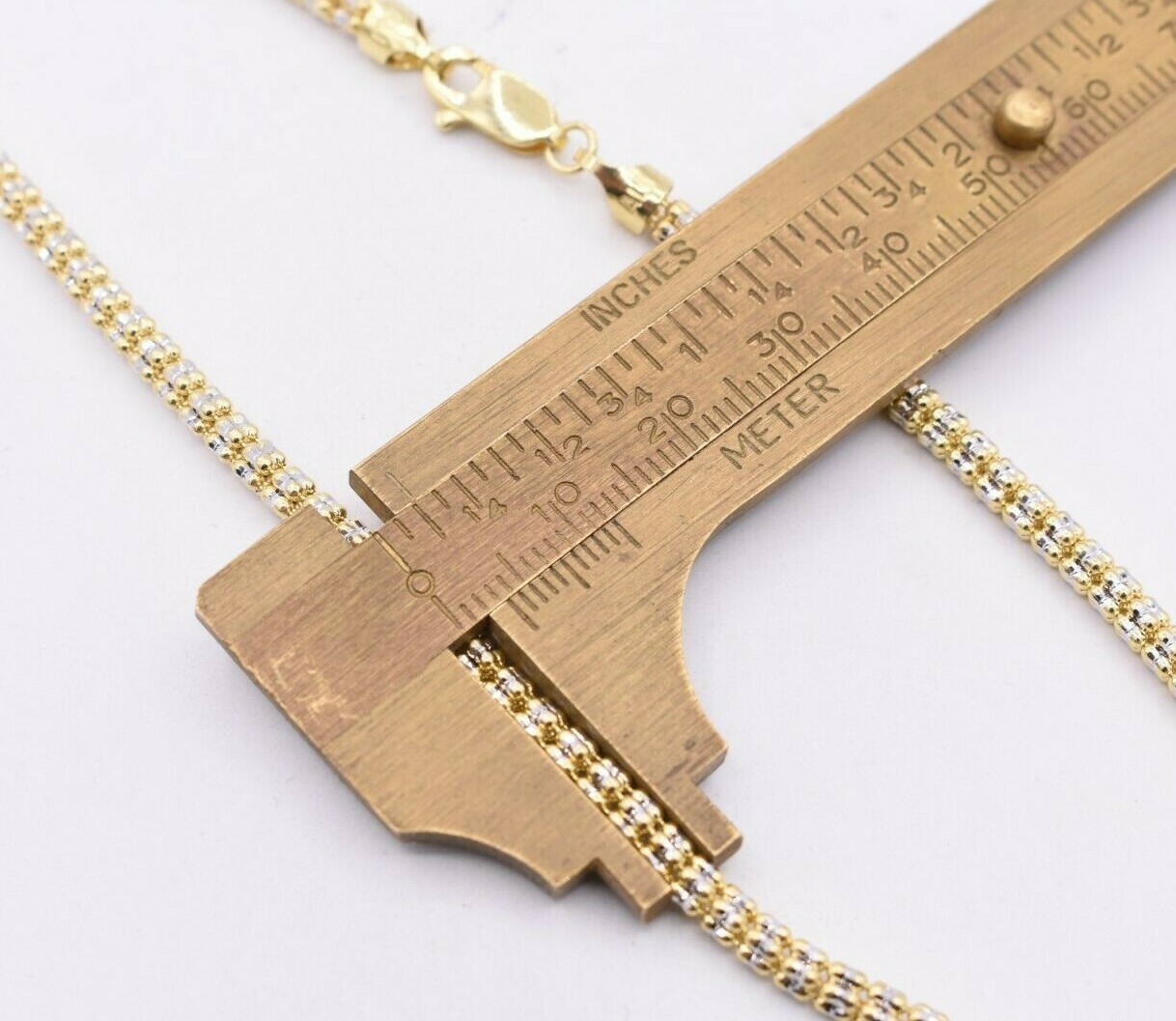 3.5mm Diamond Cut Ice Link Two Tone Chain Real 10K Yellow White Gold