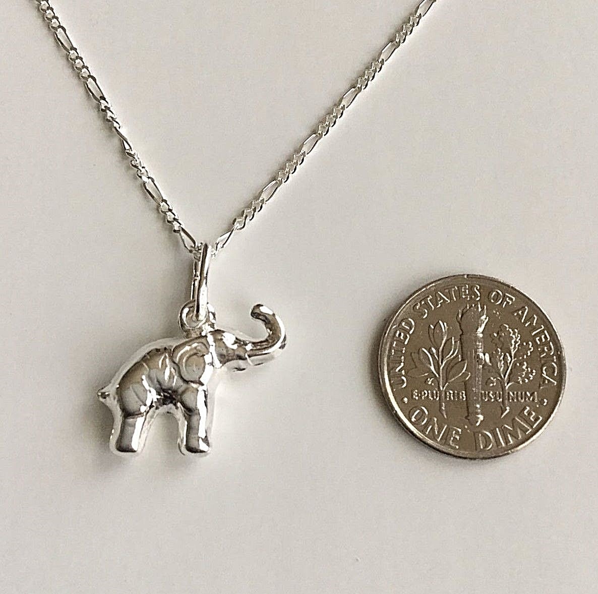 925 STERLING SILVER ELEPHANT NECKLACE 20″ LONG/CADENA ELEFANTE 925 PLATA-20X15mm