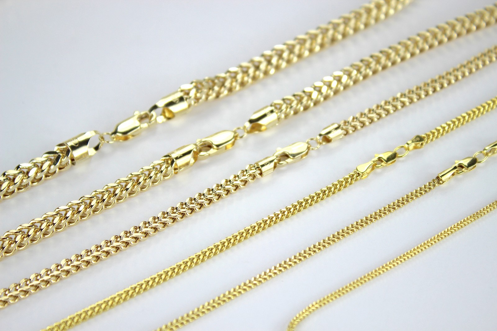 10K Hollow Yellow Gold Franco Box Link Chain Necklace Men Women 1.5mm~5mm 16-40″