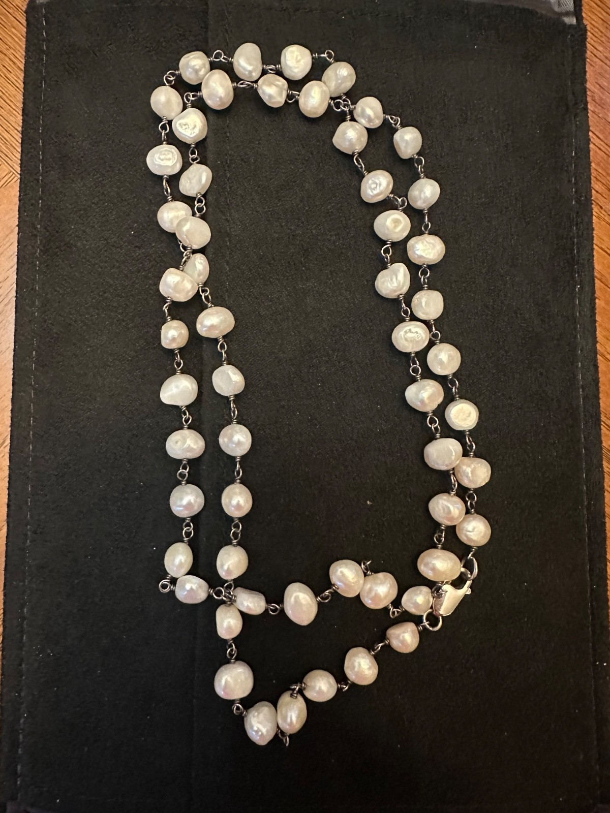 Silpada 925 Sterling Silver Freshwater Pearl Station Necklace Long