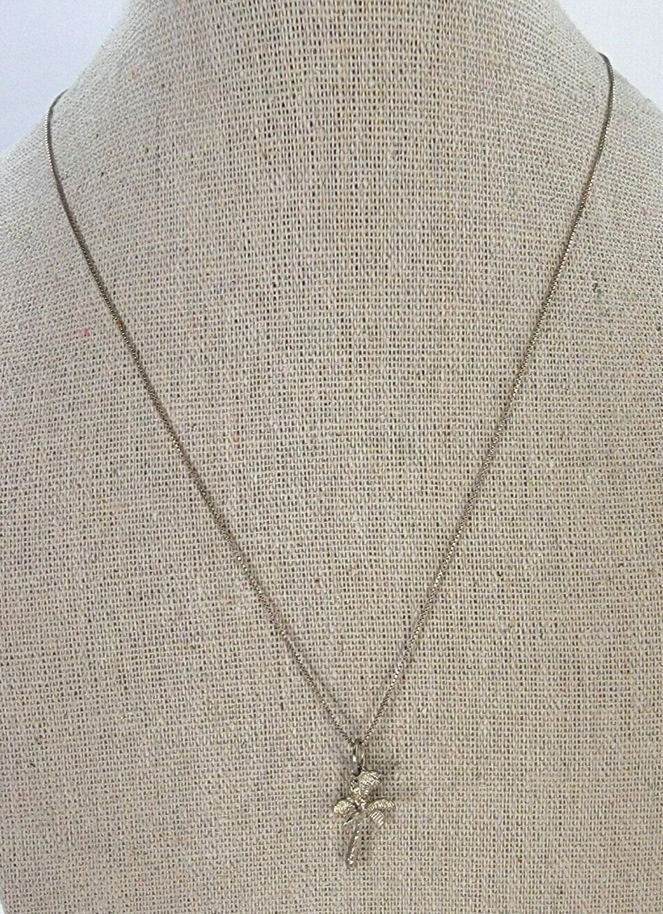 Italy 925 Sterling Silver Palm Tree Pendant Necklace 16 in Spring Ring Clasp