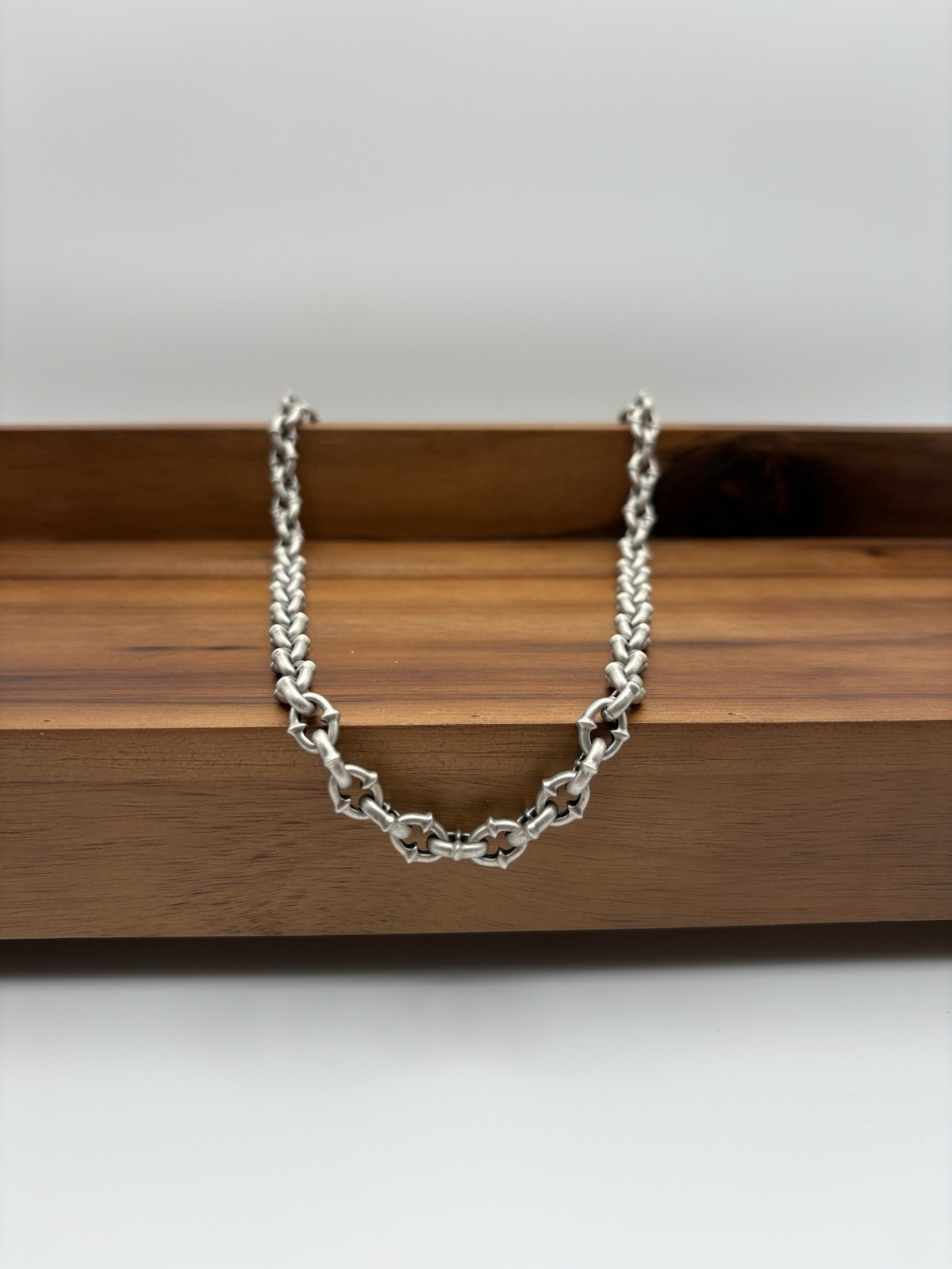 HEAVY SPIKE CHAIN STERLING SILVER 925 CABLE LINK NECKLACE 18+4 INCH 22 9MM 63.8G