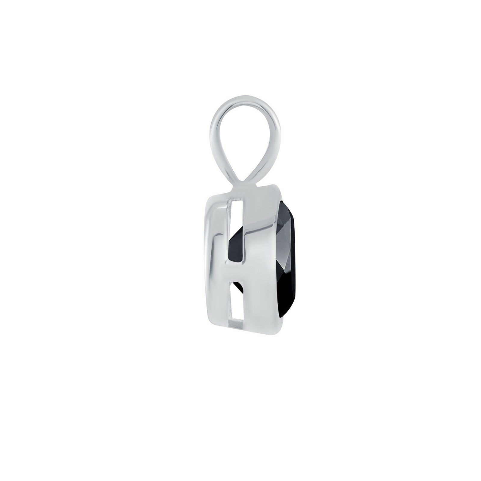 3 Ct Round Cut Black Solid 18K White Gold Solitaire Bezel Pendant 18″ Necklace
