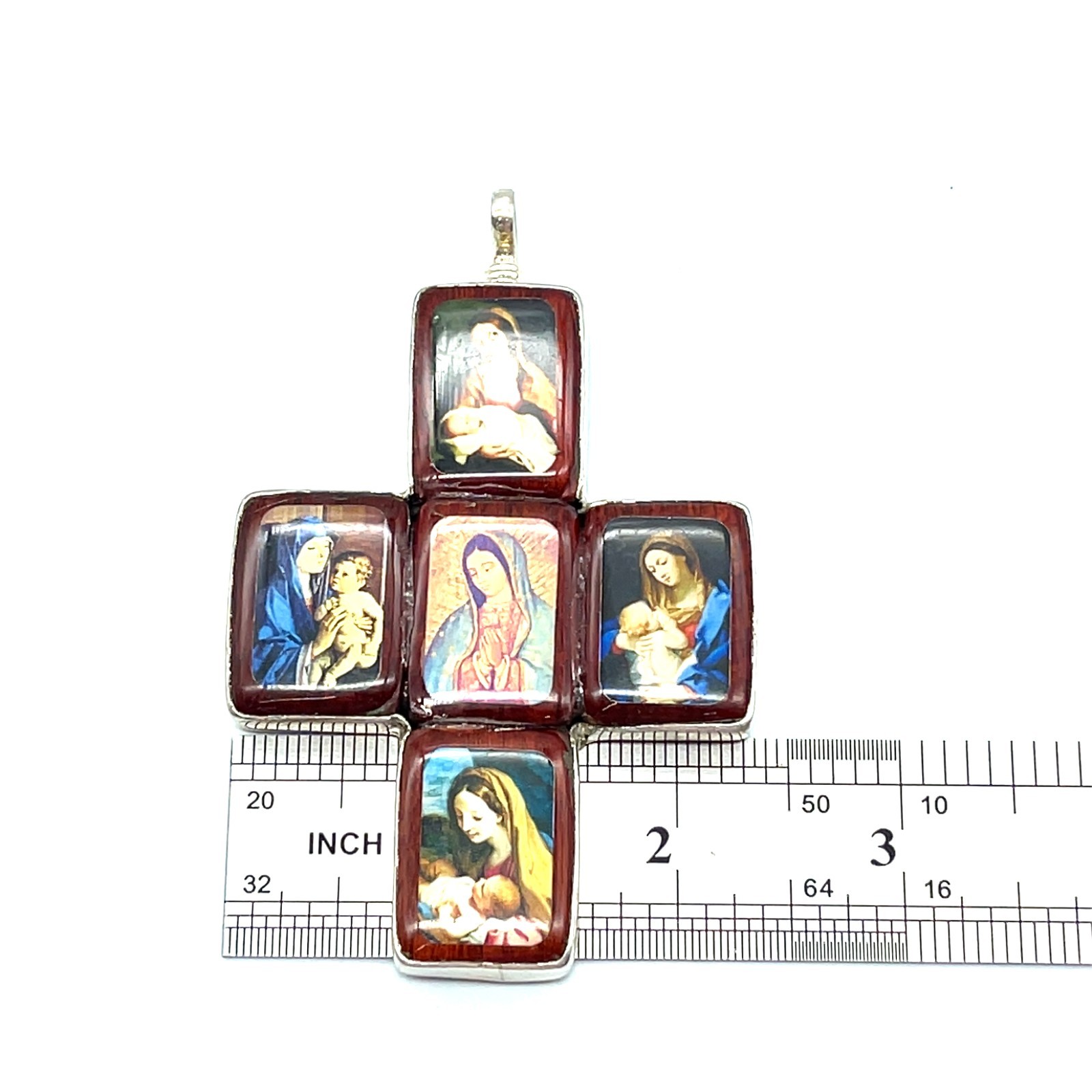 Que Milagro 925 Sterling Silver Religious Photo Cross Enhancer Pendant – V079