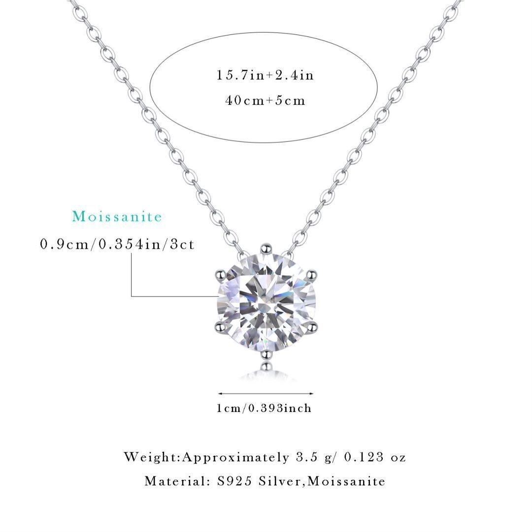 Round Cut Solitaire Shine Moissanite Pendant Rolo Necklace 925 Sterling Silver