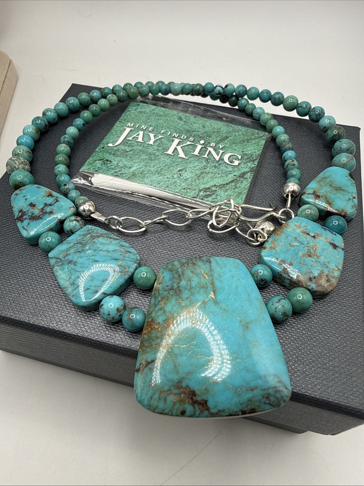 Jay King Natural Mongolian Spider Web Turquoise 925 Necklace NWT Orig. $248