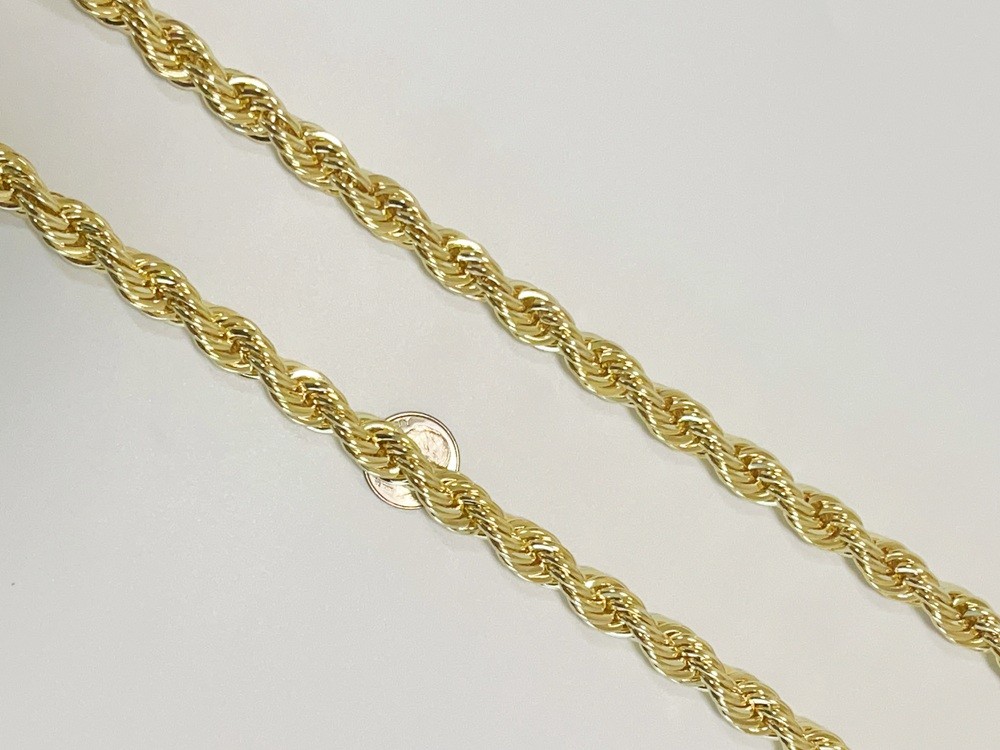 10K Yellow Gold 1.5mm-10mm Diamond Cut Rope Chain Necklace Mens Women 18″- 28″