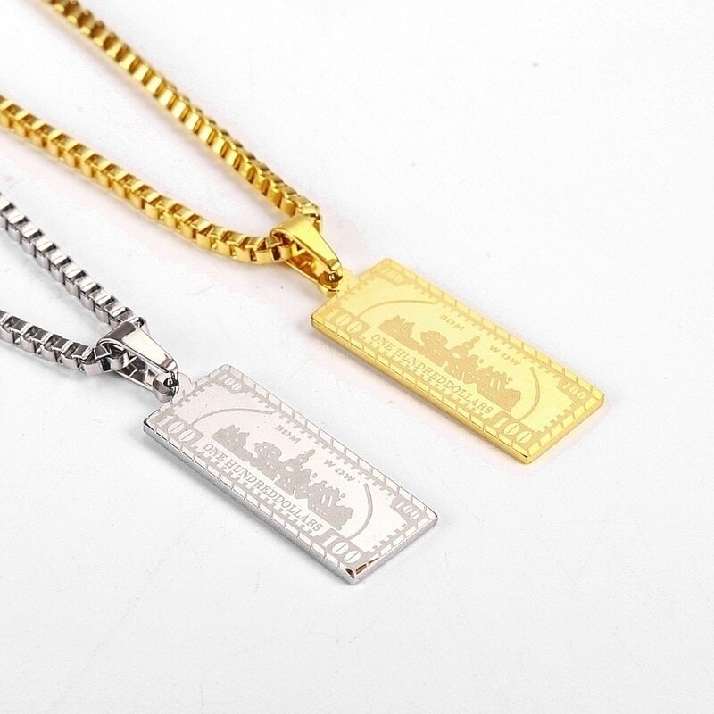 Million Dollar Stainless Steel Gold Plated Pendant Hip Hop Necklace Jewelry Gift
