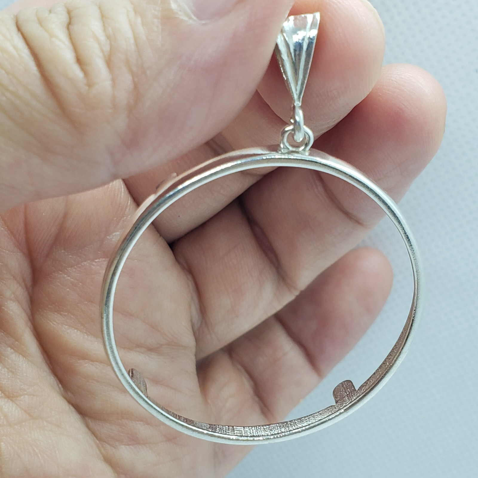 Solid Sterling Silver Mexican Cien Pesos Bezel 39 mm Coins Prong Back Round Edge