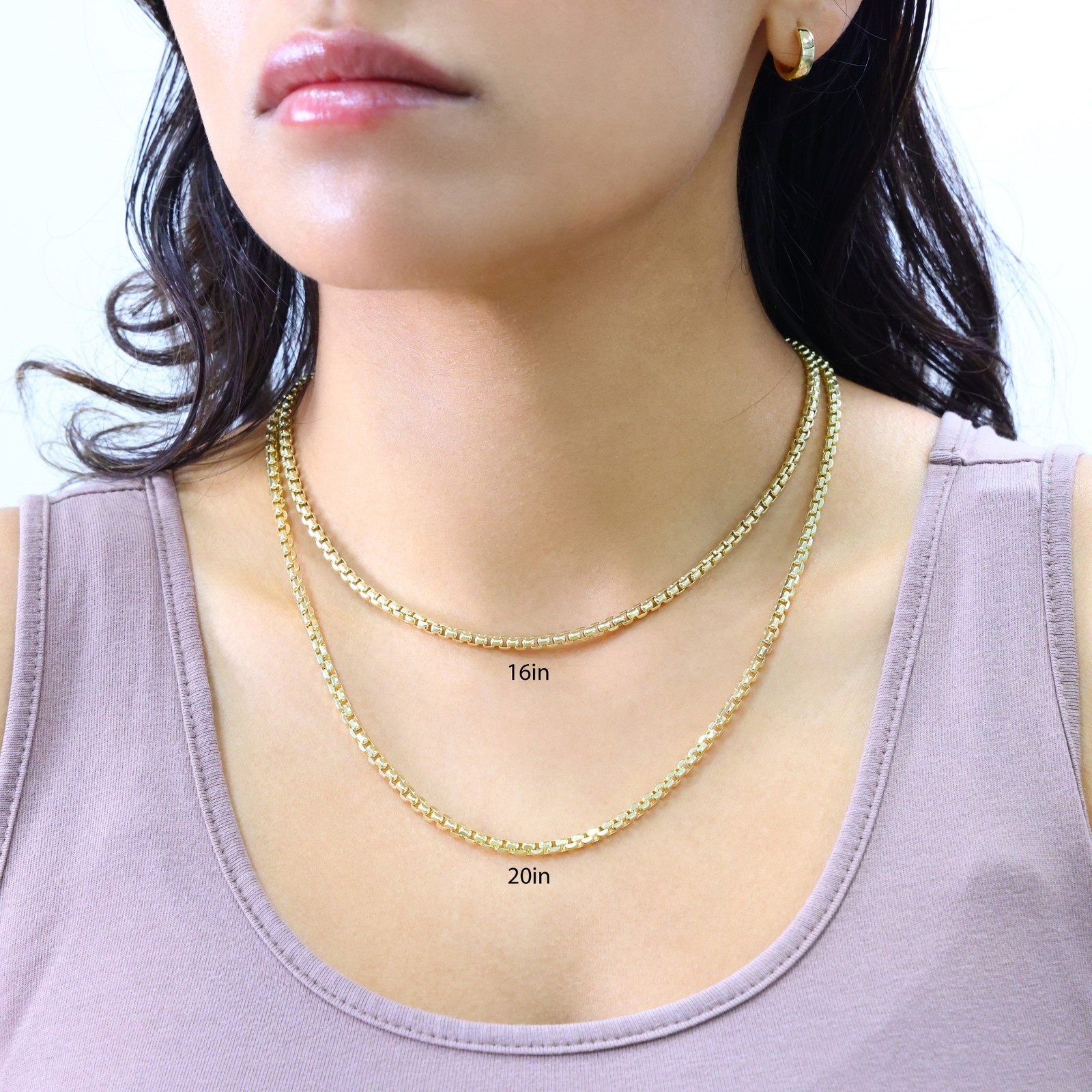 14K Yellow Gold 1.5mm-3.5mm Venetian Round Box Chain Necklace Men Women 16″- 30″