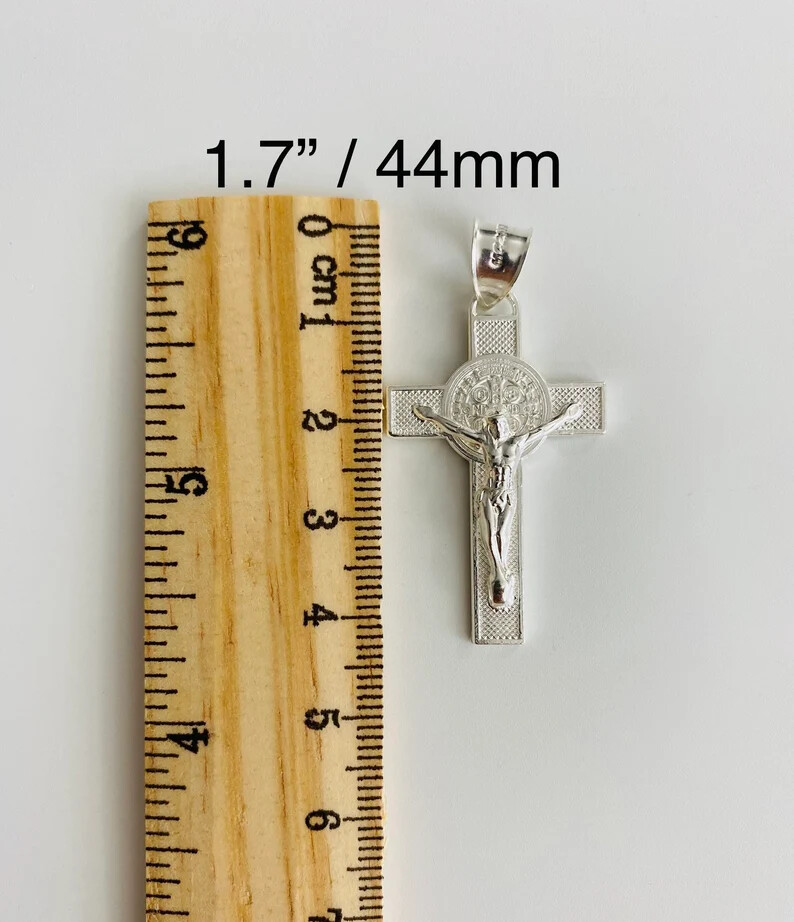 925 Sterling Silver Saint Benedict Crucifix / Cruz de San Benito en Plata- ESP34