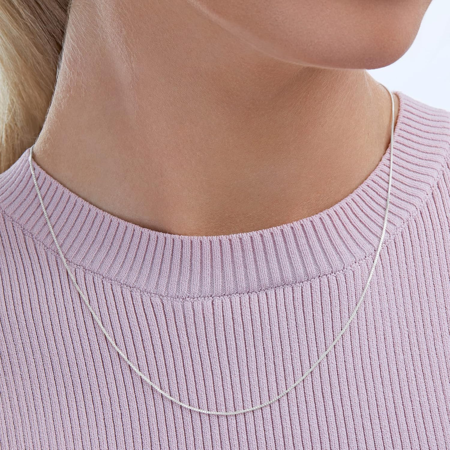 Sterling Yellow Gold or Silver Thin 0.8Mm Box Chain Necklace