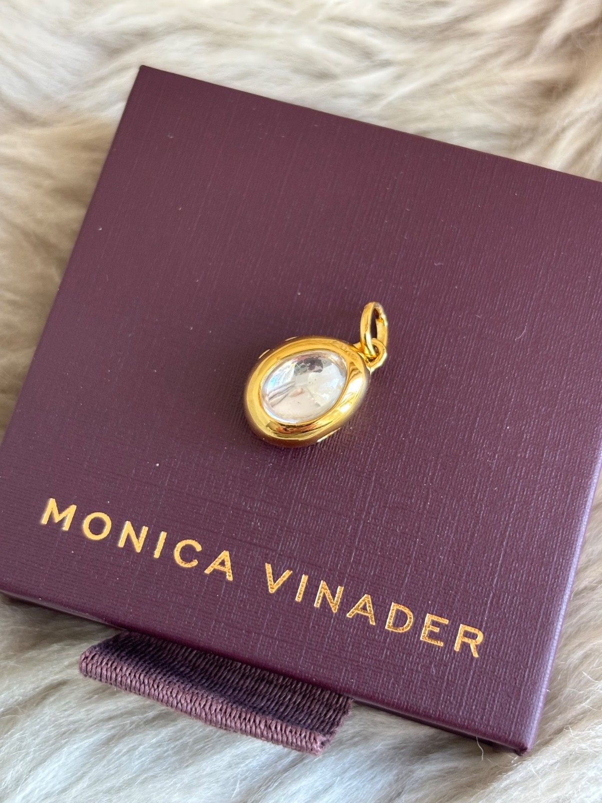MONICA VINADER 💎 Locket 18k Gold & Rock Crystal RRP £99 Pre-Engraved