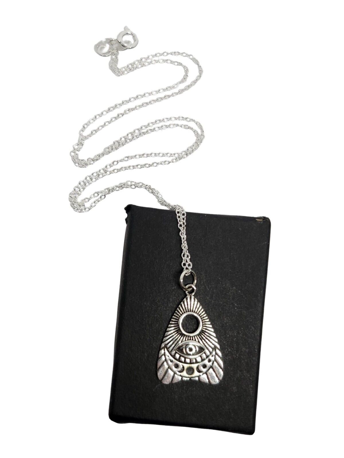 Ouija Necklace Pendant 18″ Chain 925 Silver All Seeing Eye Spiritualist Occult