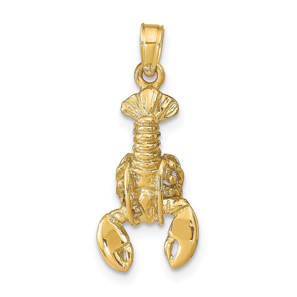 14K Yellow Gold Open Back Lobster Charm Pendant 0.95 Inch