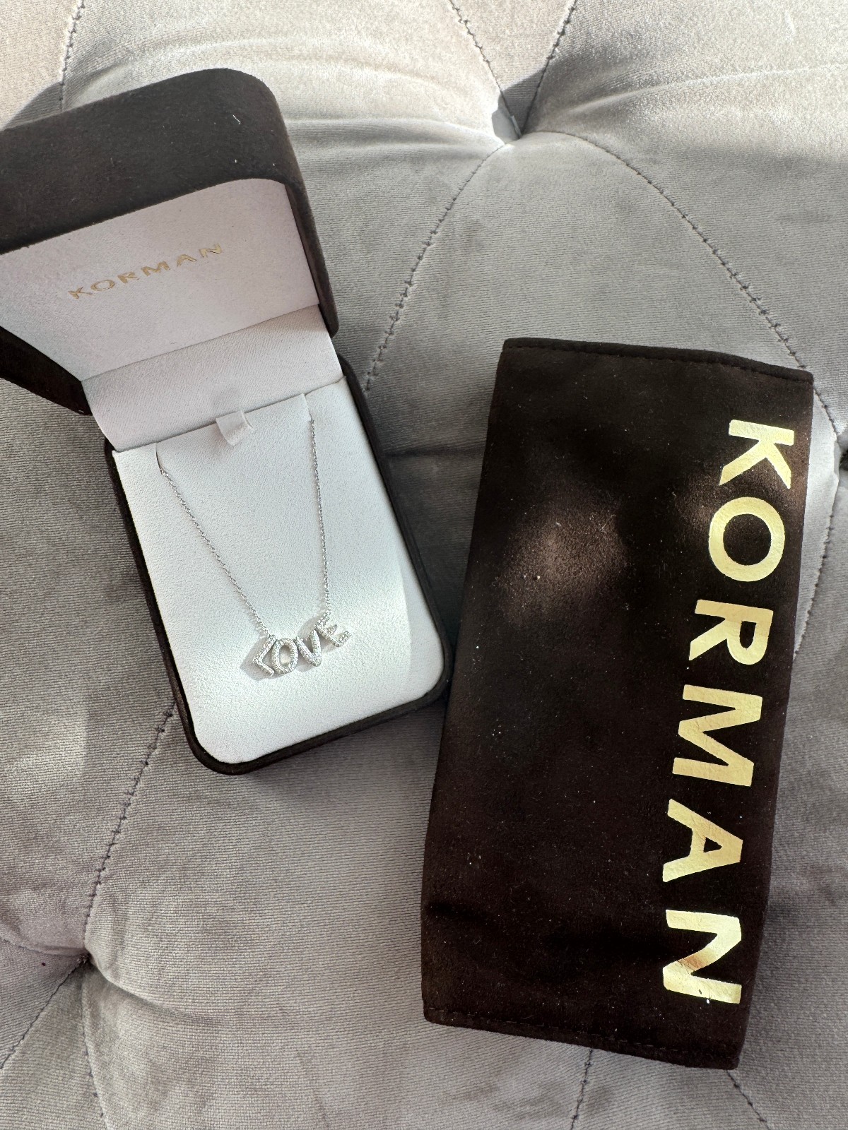 Diamond Necklace Pave’ LOVE Necklace 14K White Gold brand new adjustable length