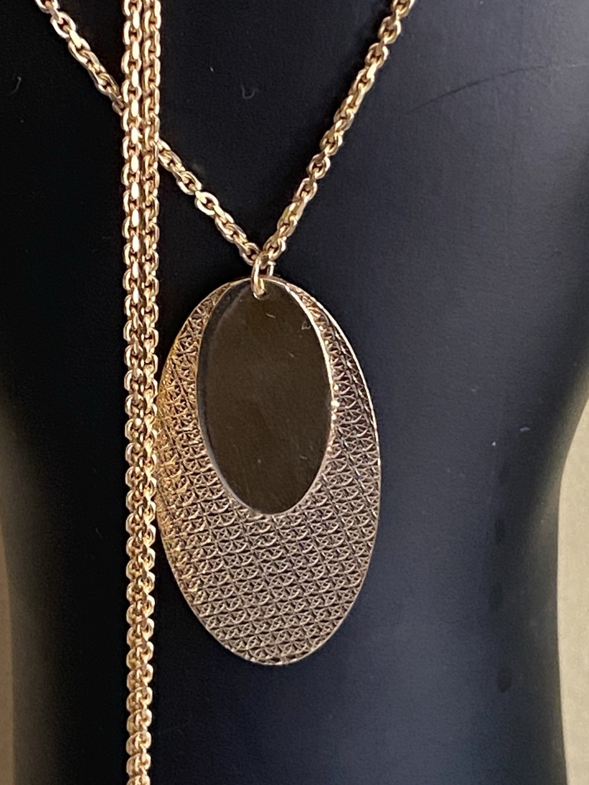 Yellow Gold Gilt Sterling Silver Pull Through Adjust Pendant Necklace-70cm Long