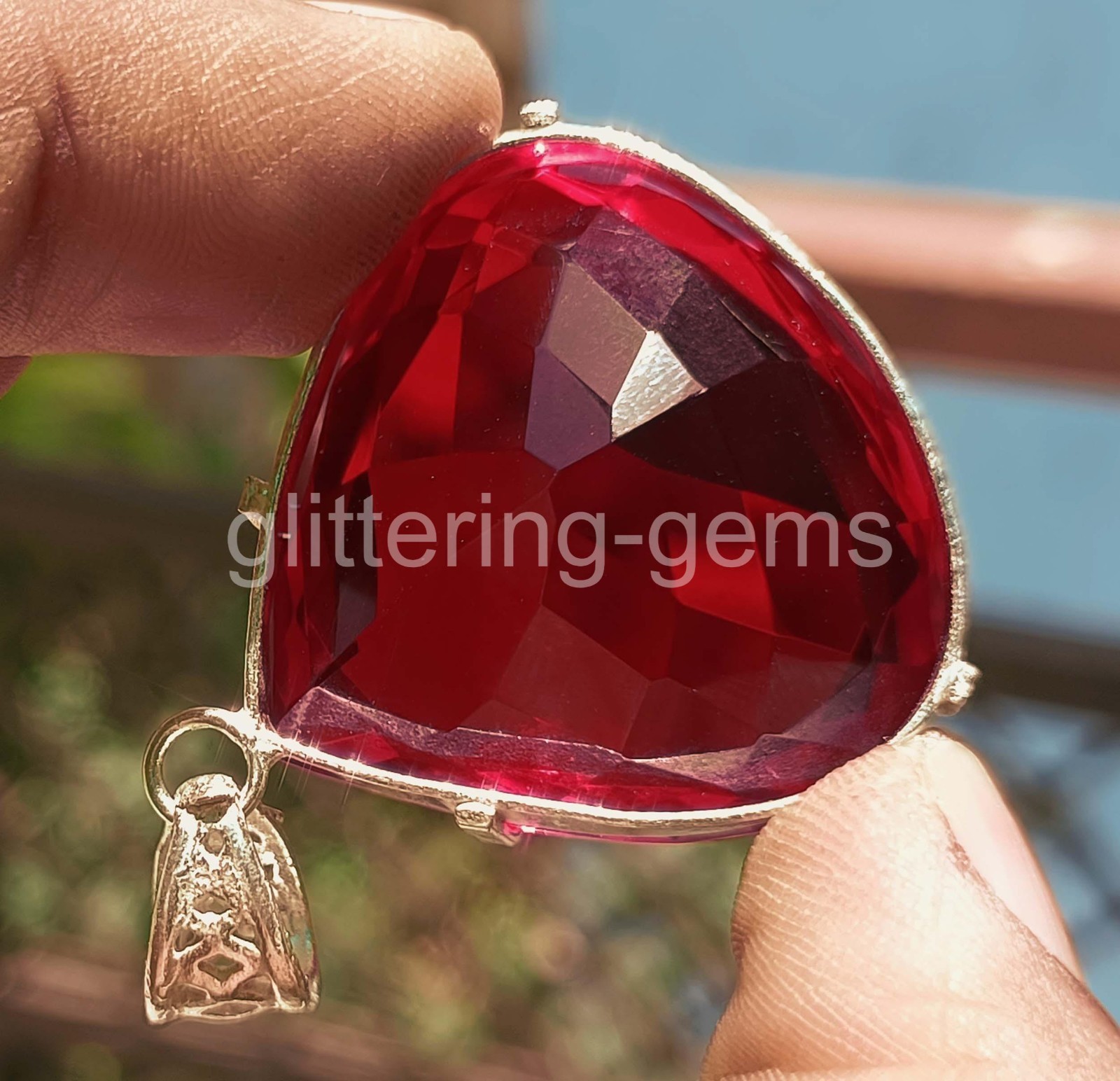 97.35 Ct Natural Red Ruby Pendant Pear Pendant 925 Silver IGL Loose Gems 6YHW
