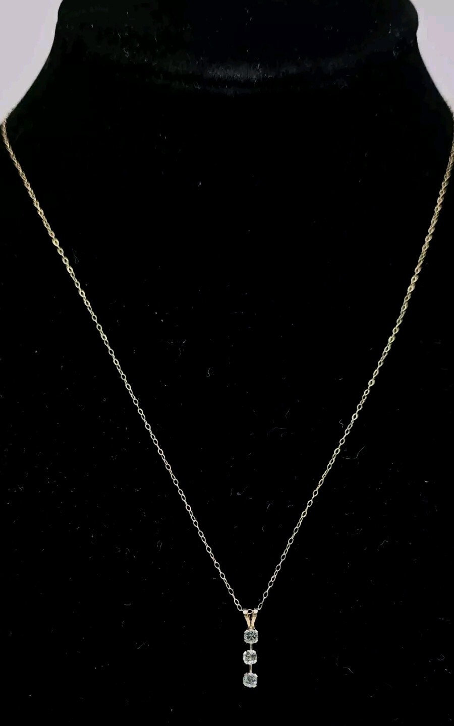 Pretty Blue Topaz 10k Gold Necklace, Dainty & Thin, 17″, New In Box, .31 G Total