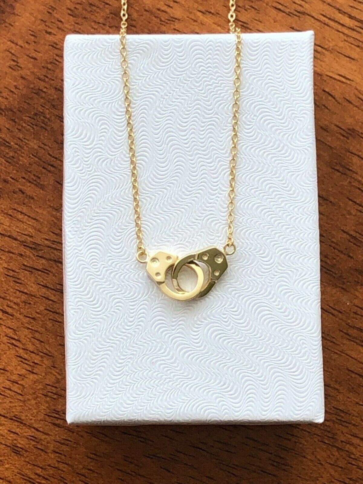 925 Sterling Silver Plain Handcuff Pendant Necklace Womens 9.5mm 17.25″ Gold
